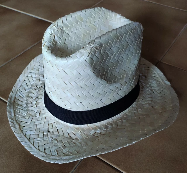 Cappello di Paglia - Grande visiera e nastro fascia nera - Colore giallo paglia