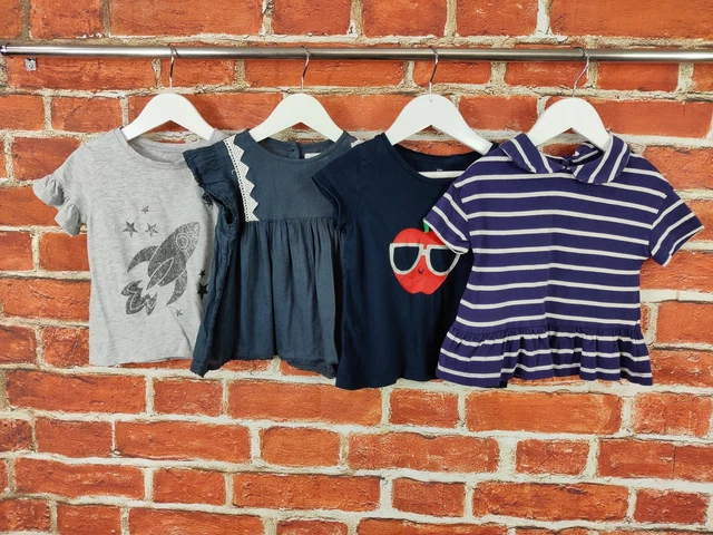 T-Shirt Camicetta A Maniche Corte Bambina Bundle Età 2-3 Anni Next Gap Blu 98Cm