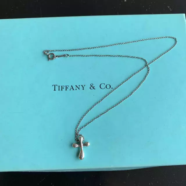 Tiffany & Co Elsa Peretti Cross Small Necklace Pendant Silver No BOX japan #203