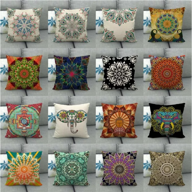 Boho Mandala Moroccan Floral Throw Pillow Covers Ethnic Geometric Cushion Case