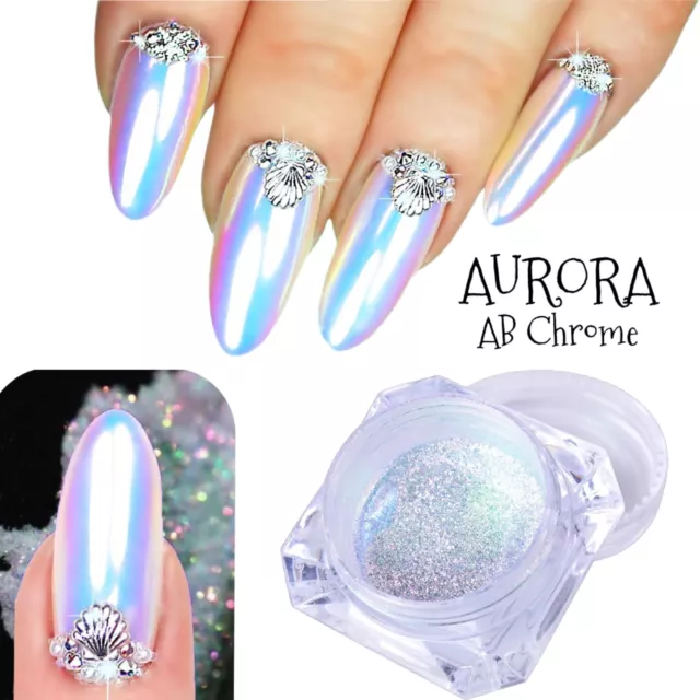 White Nail Chrome Powder Pigment Nails Crystal Shiny Mirror Dust Glazed  Donut UK