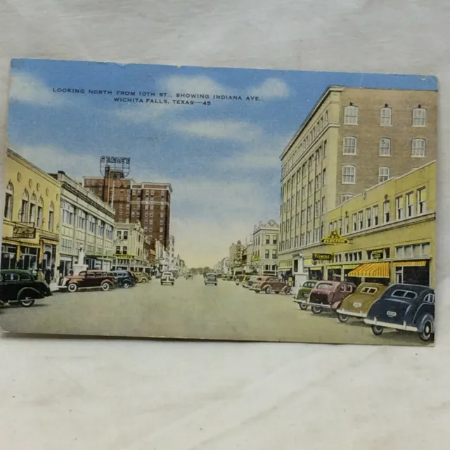 Vintage Postcard 10th St Indiana Avenue Wichita Falls Texas Scene 1953