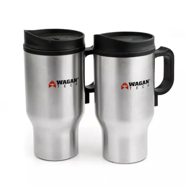 (2-Pack) 12-Volt 16 fl. oz. Heated Travel Mug, BPA-Free Stainless Steel