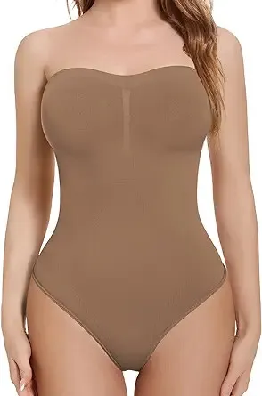 Pinsy Vegan Leather High Neck Shapewear Bodysuit In Brown Size M NWT