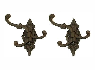 2 Ingenious CAST IRON Wall Coat Rack 3-Hooks Hanger Hat Jewelry Hook Victorian