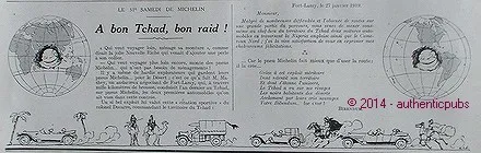 Publicite Pneu Michelin A Bon Tchad Bon Raid Bibendum Colonel Ducarre De 1920 Ad