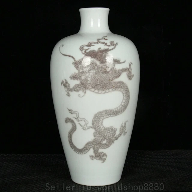 9.2" Kang xi Marked Old Chinese famille porcelain dragon lines Bottle Vase