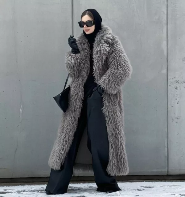 Zara EXTRA LONG FAUX SHEARLING COAT