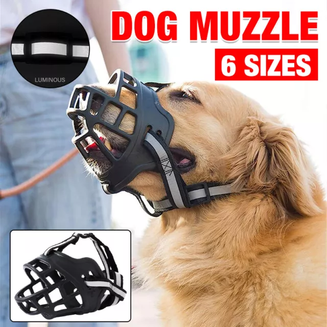 6 Sizes Adjustable Pet Dog No Bite Silicone Basket Muzzle Cage Mouth Mesh Cover