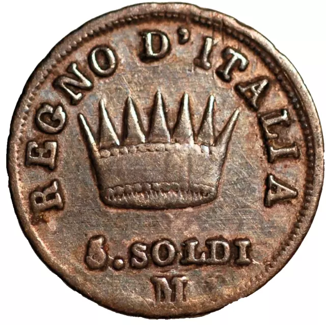 Italian States KINGDOM OF NAPOLEON 5 Soldi 1809 M C# 5.1