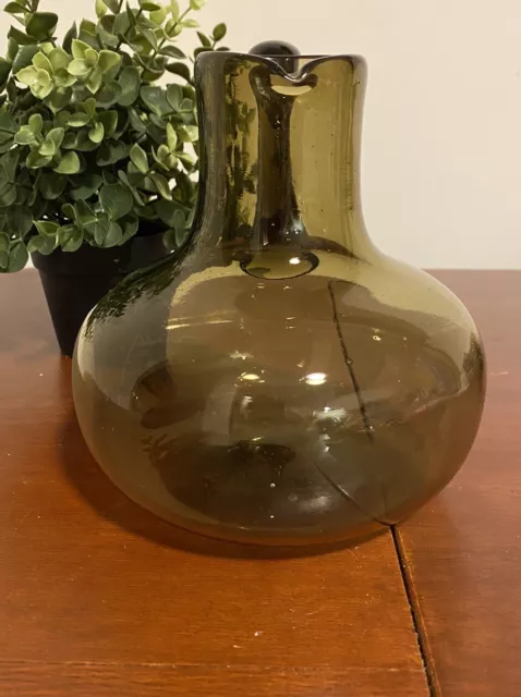 La Mailloche Glass Pitcher Dark Amber Hand Blown Quebec 2