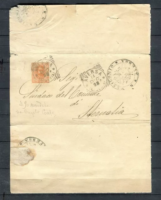 ITALY; 1890s early classic Umberto LETTER/COVER fine used item, Aversa