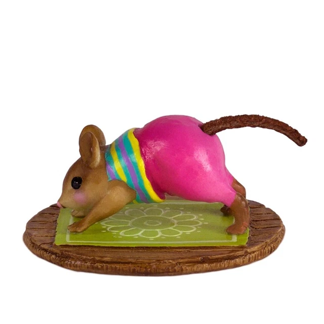 Wee Forest Folk PUPPY POSE, WFF# M-573, Yoga Mouse, Retired