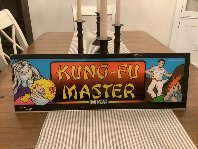 Real Original Vintage Kung-Fu Master 1984 Arcade Game Marquee Sign-Data East