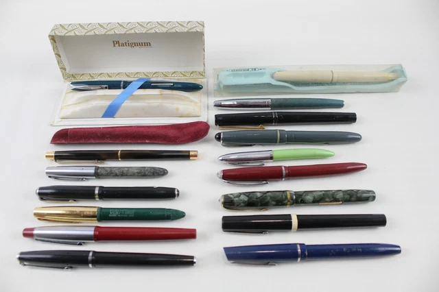 Branded Fountain Pens Inc Vintage Platignum Osmiroid Steel Nibs Etc x 16 Branded Fountain Pens Inc Vintage Platignum Osmiroid Steel Nibs Etc x 16