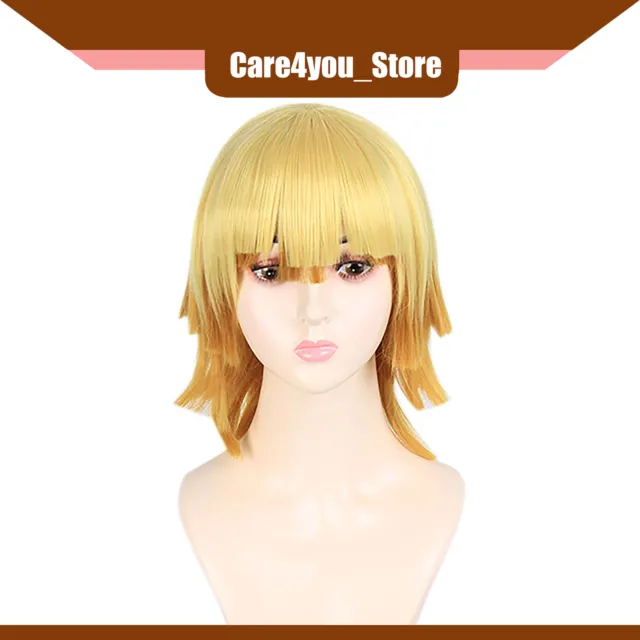 Item of 1 Women 16" Straight Hair Wigs Blonde Gradient Medium Wigs with Wig Cap