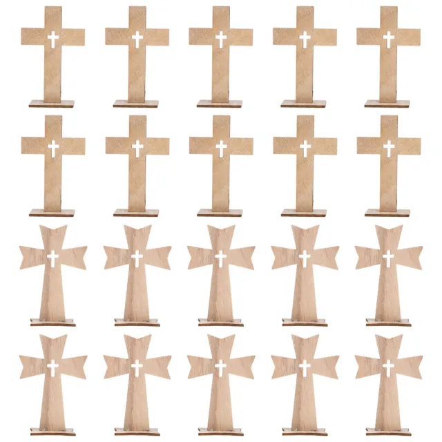 20 juegos de madera hecha cruz religiosa adorno fiesta suministro de decoración para decoración aleatoria