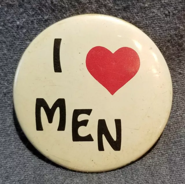 LMH PINBACK Button I LOVE Heart MEN Girl Boy Man Woman LGBT 2-1/4"