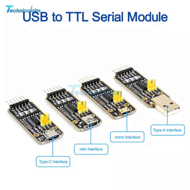 CH340G 6Pin Micro / Mini / Type-A / Type-C USB to TTL UART Communication Module