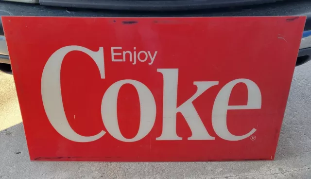 Vintage 1970's/1980's Cola-Cola Plastic/Plexiglass Sign 46½"x26½"~"Enjoy Coke"