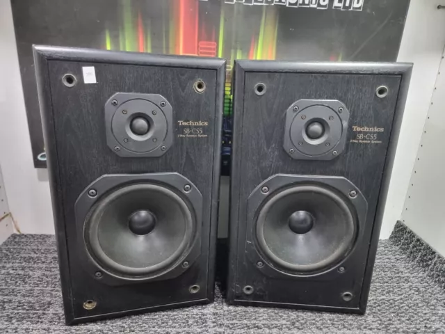 J810 TECHNICS SB-CS5 Stereo Hifi Separate Speakers Black 2-Way 8 Ohms 60W Used