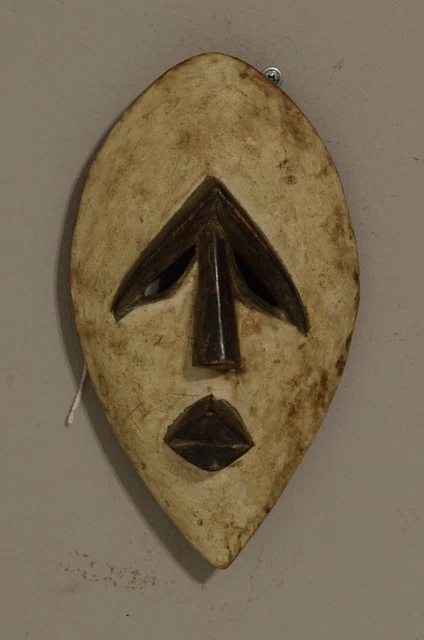 African Mbole White Kaolin Mask Lengola Congo Abstract Mbole Mask