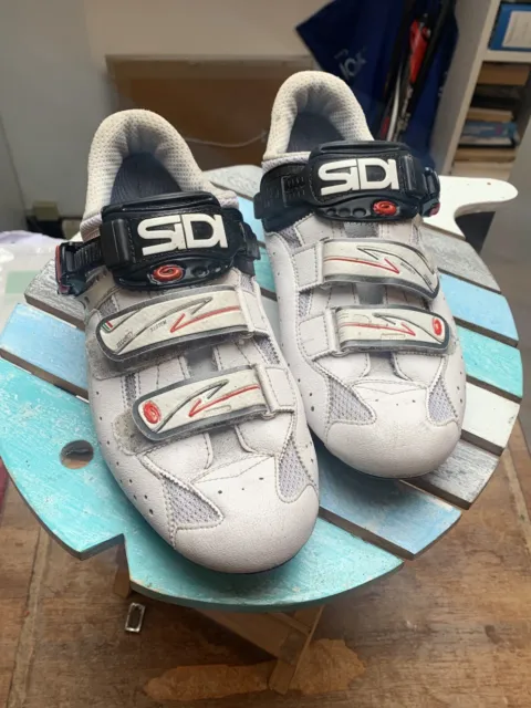 SIDI Cycling Shoes UK9 S-Fit White Road Shoe EU43 with Calipers Blue Insoles