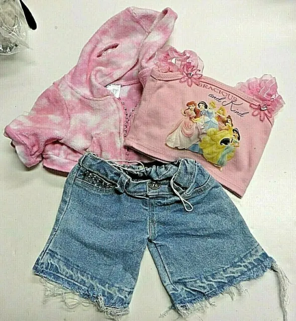 Build Bear BABW lot Jean shorts Disney t shirt pink hoodie jacket Gracious kind