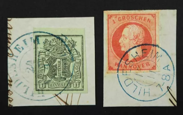 Hannover Ortsstpl.; "HILDESHEIM", K2 1 Ggr. &K2 1 Gr. KabBrfSt, MiNr. 2a,14a