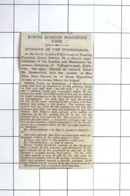 1912 North London Poisoning Case, Evidence Of The Undertaker,