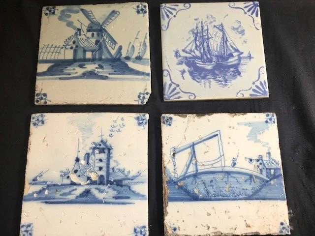 Antique typical Dutch tiles, DELFT, 18th century