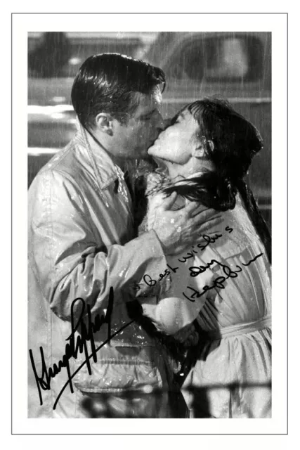 Audrey Hepburn George Peppard Signed Autograph Photo Print Breakfast At Tiffanys