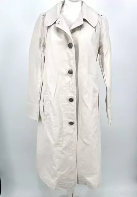 Nili Lotan dress trench coat size 6/S Ivory linen cotton blend long jacket