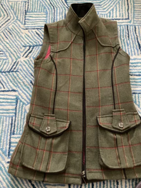Musto Lovat Tweed Shooting Vest Womens 12 Green Check Sporting Waistcoat
