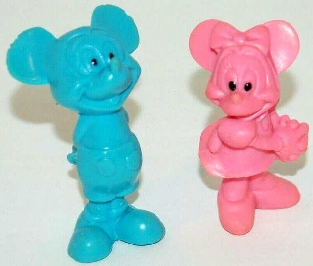 Mickey Minnie Mouse Rubber Figures Vintage Pink Blue Mini PVC Disney
