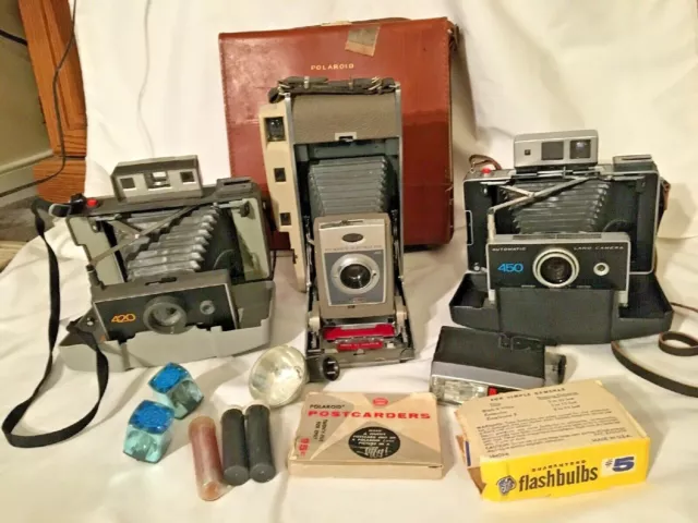 Lote de Polaroid Colección Automática de Cámara Terrestre Buen Fuelle, Lentes y Obturador