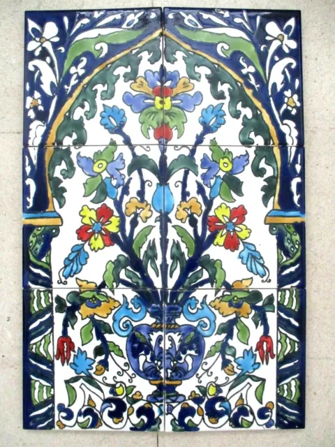 12" x 18" Hand painted Ceramic tile Art Wall mural mosaic panel Backsplash