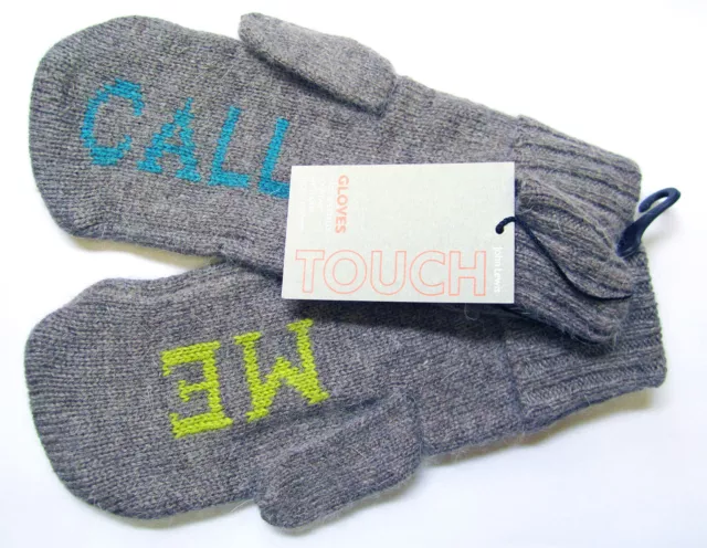 John Lewis Touch Grey Call Me Mittens w Angora Valentines Gift BNWT