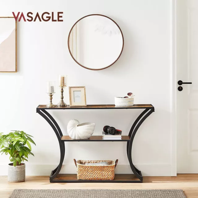 Vasagle Console Table with Curved Frames with 2 Open Shelves Brown and Black