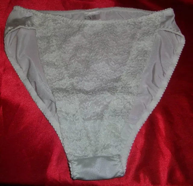 Reizvolles Glanz Nylon Spitzen Höschen Gr. 38 S-M ivory Panty Nylonslip  (M84) 3