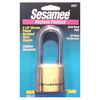 Sesamee  Keyless Padlocks, 5/16 in Diam., 2 1/4 in L X 1 in W, Brass CCL™ Ccl