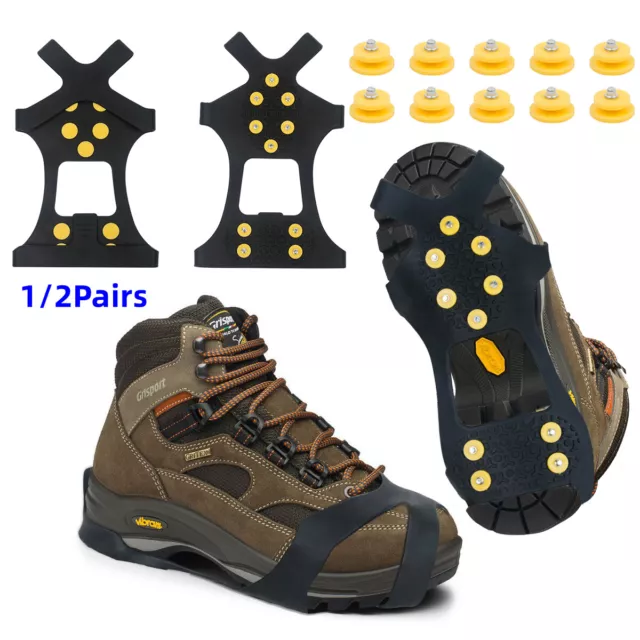 Ice Snow Anti Slip Spikes Grips Grippers Crampons Cleats For Hike Shoes Boots US