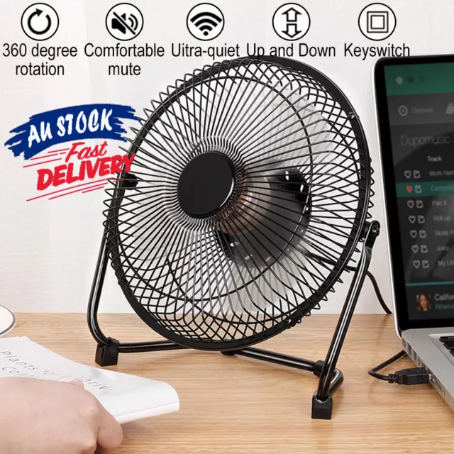 USB Desk Fan Table Fan Small Portable USB Powered Mini Cooling Quiet