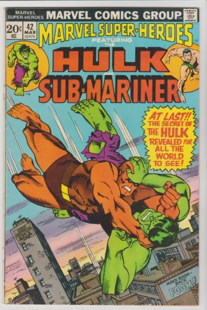 Marvel Super Heroes #42 (En Muy Buen Estado- 7.5) Página De Bienvenida Especial + Tta 85-87 Solamente Hulk