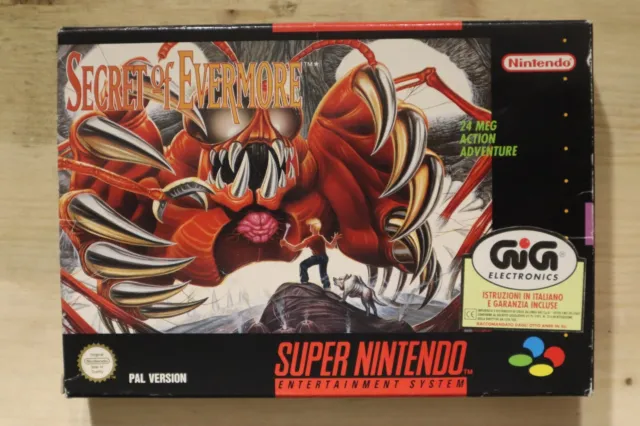 Secret of Evermore GPS GIG ITA sgZ/VGC/TBE OVP/CIB boxed Super Nintendo SNES 3