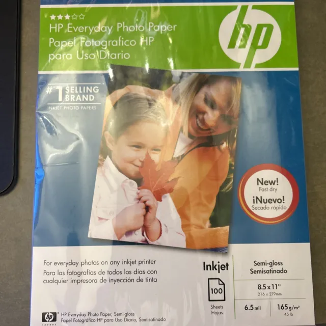 NEW HP EVERYDAY Semi-gloss Photo Paper ANY INKJET PRINTER 100 sheets 8.5" x 11"