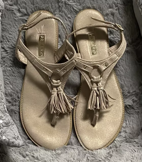LADIES GOLD TOE Post Sandals Size 5 7.00 PicClick UK