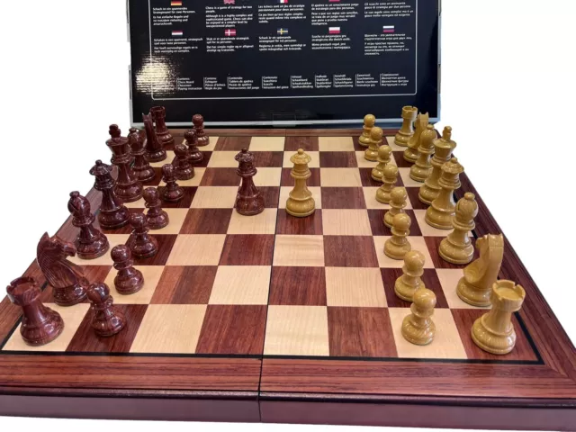 Deluxe 52*52cm Super Large Chess Set Rosewood Wooden Timber Oak Folding Board