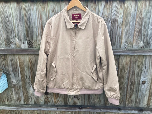MENS MERC LONDON Camel Bomber Harrington Jacket Xl Check Tartan