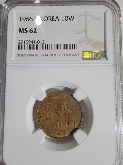 South KOREA 1966, 10 WON NGC , MS 62 #012